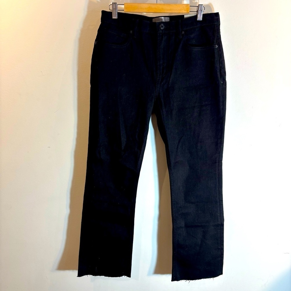 EVERLANE Sz 30 High Rise Kick Crop Raw Hem Jeans in Black NEW WITH TAGS
